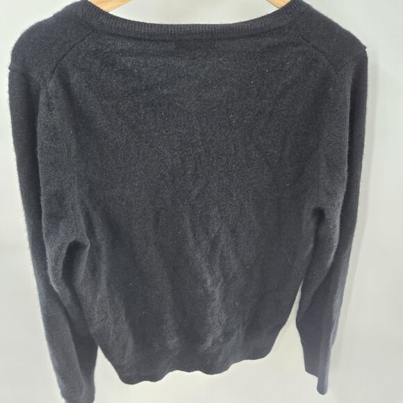 Quince Black 100% Mongolian Cashmere V-Neck Size Large - Picture 2 of 11